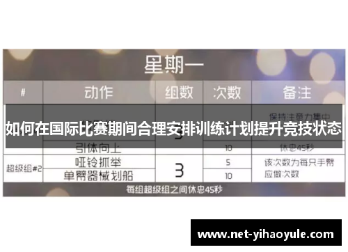 如何在国际比赛期间合理安排训练计划提升竞技状态 如何在国际比赛期间合理安排训练计划提升竞技状态
