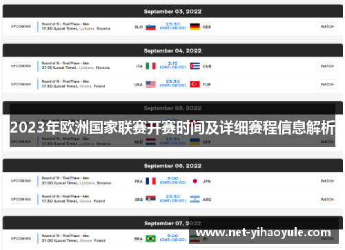 2023年欧洲国家联赛开赛时间及详细赛程信息解析